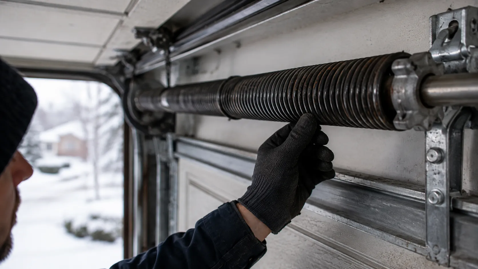 Garage door detail illustrating when a spring goes in cold weather in waxahachie