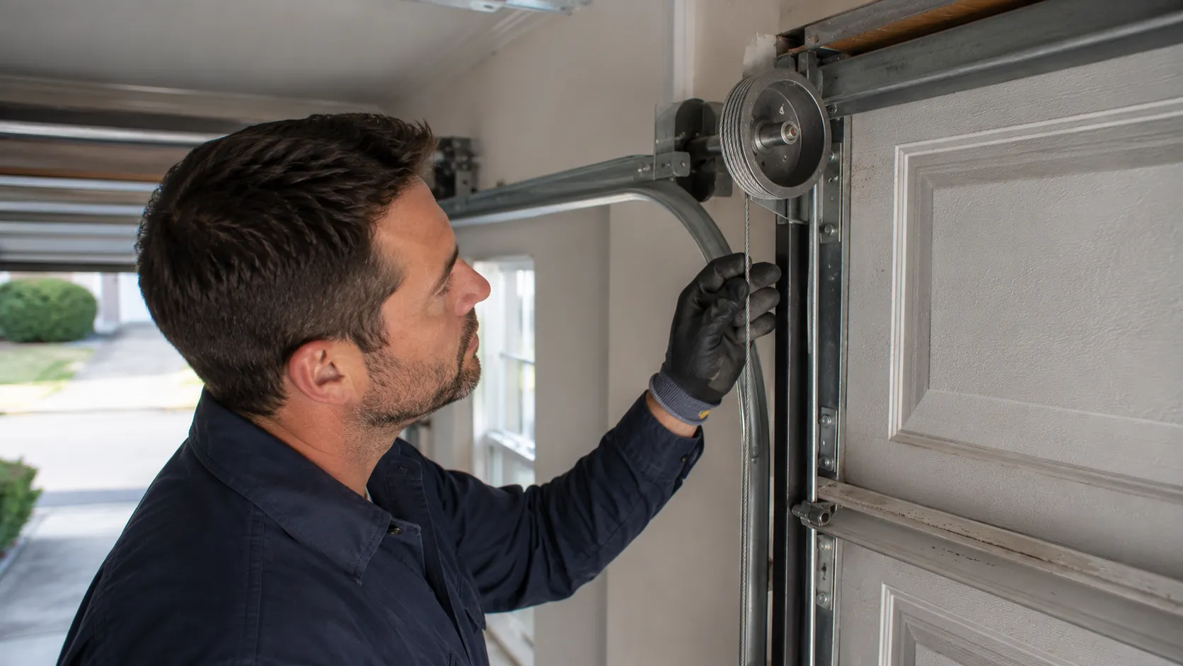 Garage door detail illustrating is your old garage door worth fixing, or time to replace it