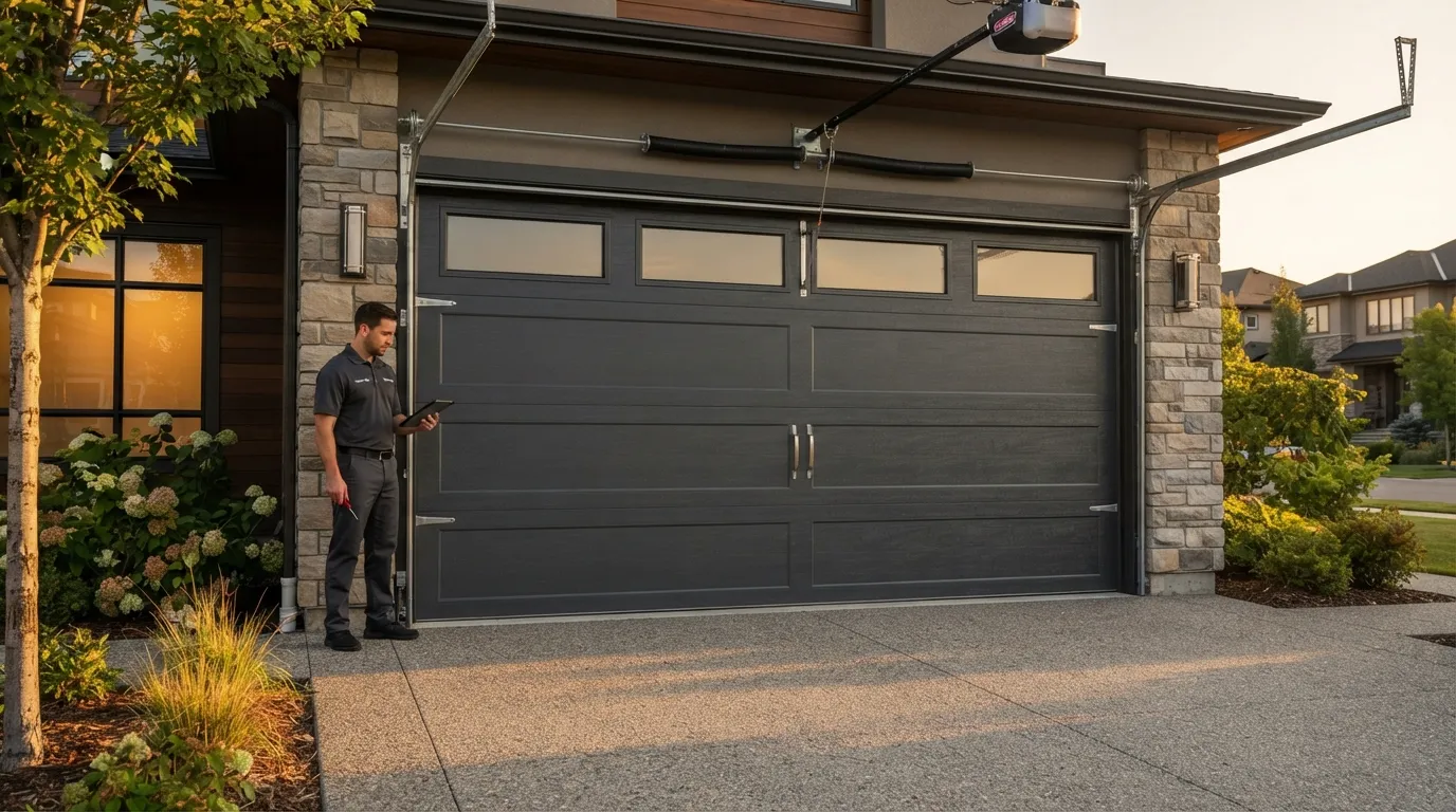 New residential garage door installed on a Waxahachie Texas home